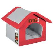 Maison Dogi 54 cm - Gris et rouge - Pour chien