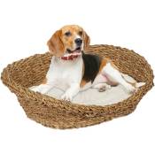 Relaxdays - Couchage pour chien et chat, ovale, HxLxP: 14x54,5x40 cm, corbeille pour votre animal, zostère, nature - crème
