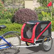 Dazhom - Remorque de vélo pour animaux de compagnie, remorque de vélo pour chien, pliable, facile à assembler,rouge + noir