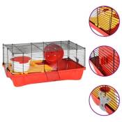 vidaXL Cage pour hamsters rouge 58x32x36 cm polypropylène