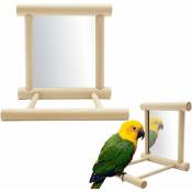 Miroir Oiseau avec Perche, FainFun 101010 cm Perchoir