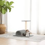 The Living Store - Arbre à chat avec tunnel Gris clair 60x34,5x50 cm Gris
