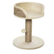 Arbre à chat griffoir 2 niveaux h. 49 cm - poteau sisal, plateforme observation, jeu de boule suspendue - jute polyester beige - Beige