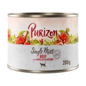 10x200g Single Meat : bœuf, fleurs d'hibiscus Purizon pour chat + 2 boîtes offertes !