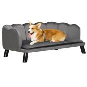 Canapé chien lit pour chien chat design contemporain coquillage dim. 98L x 60l x 35H cm coussin moelleux velours gris