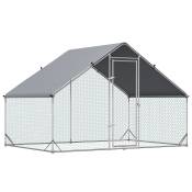 PawHut Enclos poulailler en acier galvanisé 6 M² parc grillagé 3 x 2 M cage extérieure pour animaux 6 poulets argent-AOSOM.fr