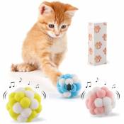 Linghhang - Lot de 3 Pom Poms doux et colorés, jouets à mâcher interactifs pour les chats d'intérieur et les chatons joueurs - color