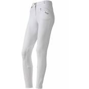 48, Blanc avec genouillères en tissu renforcé 01: Pantalon d'équitation Daslö pour femmes, poids standard, en jersey de coton extensible et