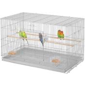 Grande Cage à Oiseaux empilable avec perchoirs pour perroquets, perruches et Autres Oiseaux 76 x 45,5 x 45,5 cm Gris Clair - Yaheetech