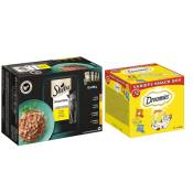 48x85g Délicatesse en gelée : sélection à la volaille Sheba Multipack + 12x60g Variety Snack Box Catisfactions : -15 % !