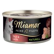 6x80g Filets Fins Naturels thon, saumon Miamor - Pâtée pour chat