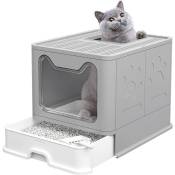 Boîte à litière à couvercle supérieur avec pelle, boîte à litière pliable entièrement fermée, jouet pour chat avec teaser, grande capacité, facile à
