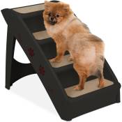 Escalier pour chiens 4 marches,chiots et chats, lit, sofa, auto,échelle chiens jusqu'à 100 kg, 49x39x61cm,noir - Relaxdays