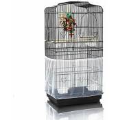 Housse pour Cage Oiseaux Maille Couverture Protection Cage (L, Blanc)Oiseaux Perruches Canaris Attrape Graine