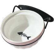 Lumten - Bol en céramique pour animaux de compagnie suspendu Protection des pieds haute colonne cervicale bol de nourriture pour chat os de poisson