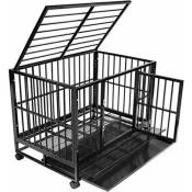Maxxpet - Cage pour chien 95x65x75 cm - Cage mobile pour chiots - 2 Ouvertures - Intérieur et Extérieur - Pliable - Noir - black