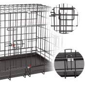 Cage pour chiens B.LIVEM® pliable transport avec 2 portes Noir 76*47*53cm