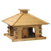 dobar Maison à oiseaux carrée avec toit en bois marron