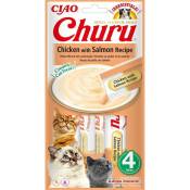 Inaba - churu - friandises pour chats en purée au thon & saumon - 4 tubes x 14G - délicieux snacks pour félins - texture lisse et