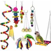 Lot de 7 jouets pour perroquet pour cage à oiseaux,