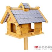 Mucola - Maison d'oiseaux en bois en gris d'alimentation