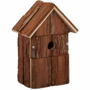 Nichoir pour oiseaux déco, en bois, volière à suspendre, maison déco de jardin, 25,5 x 18 x 12,5 cm, nature - Relaxdays