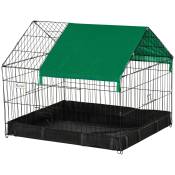 PawHut Cage enclos lapins petits animaux rongeurs Intérieur ou Extérieurs avec bache Protection Inclus - 90 x 75 x 75 cm