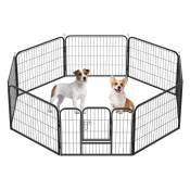 Tolletour - Enclos pour chien Parc pour chiots avec toit 8 pièces 60 x 80 cm Solide et durable pour petits chiens. lapins et chiots - le noir