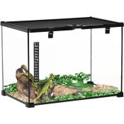 Pawhut - Terrarium en verre - vivarium reptiles & batraciens - habitat tortue - couvercle grillagé coulissant verrouillable - distributeur eau,