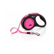 Flexi - Laisse New Neon s Tape 5 m black/ neon pink CL11T5-251-S-NEOP - Noir/Rose