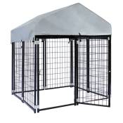 Fudajo - Chenil avec Toiture 121x121x137cm Enclos extérieur pour chien Cage Niche Protection solaire Outdoor