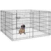 Parc enclos acier pour chien animaux 1 porte 8 panneaux 76L x 61l cm noir