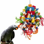 Grand Oiseau - Jouet à mâcher Solide pour Perroquet - 100% Naturel - Multicolores - pour Cage à Perroquet et Oiseaux de Grande et Moyenne Taille