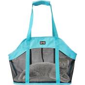 Kinsi - Tragetasche für Hunde und Katzen, atmungsaktive Netz-Haustierhandtasche, blau