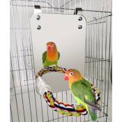 Miroir pour oiseaux de 7 pouces avec perchoir en corde