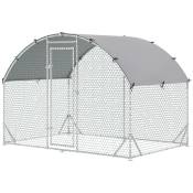 PawHut Grand enclos poulailler 5,32 ㎡ parc grillagé toit anti-UV porte verouillable 2,8 x 1,9 x 1,97 m argenté