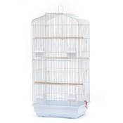 Cage à Oiseaux Portable,Cage Rectangulaire Haloyo Cage pour Perruche Calopsitte Conure Pinson Canaris,Hors jouets,46 x 36 x 92cm,blanc