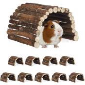 Pont en bois rongeur, lot de 10, tunnel pour cage, hamsters, peut être plié, bois de chima, HLP 2x29x17cm, nature