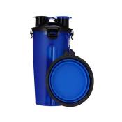 Bol pliable pour chien, bol pliable pour chien bol d'eau portable étanche pour animaux de compagnie 2 en 1(bleu)