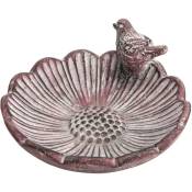 Amadeus - Bain oiseau en pierre Fleur 21 cm - Bordeaux