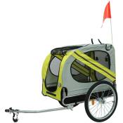 Aqrau - Remorque vélo pour Chien, Pet Bike Trailer Foldable, Réflecteurs Drapeau, Max. 30 Kg Jaune