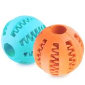 Lot de 2 balles de jouet pour chien, mangeoires interactives en caoutchouc naturel pour chien, diamètre de 7 cm, balles de chien pour grands et