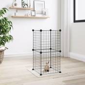 The Living Store - Cage animaux de compagnie à 8 panneaux Noir 35x35 cm Acier Noir