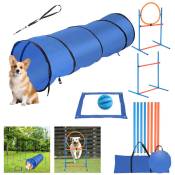 Vingo - Agility sport pour chiens équipement complet obstacles, tunnel, slalom, zone repos + sac de transport - multicolore