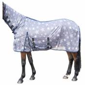 135 cm, Gris et blanc 9512: Couverture anti-mosque pour cheval avec cou d'étoiles