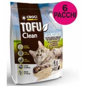 Croci - Litière microgranulée agglomérante Tofu Clean 6 packs de 6 litres chacun