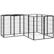 Design In - Chenil pour chiens 14 panneaux - Parc enclos pour animaux Noir 50x100cm Acier enduit de poudre BV887591