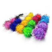 1 ensemble de 30 pièces de boules scintillantes de couleurs assorties jouet préféré du chat tinsel pompons paillettes
