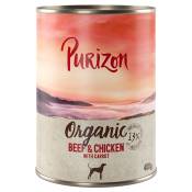Lot Purizon Organic Bio 12 x 400 g pour chien - bœuf, poulet & carottes
