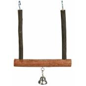 Balançoire avec cloche, en bois d'écorce 12 × 15 cm